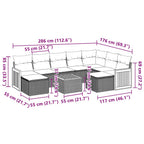 10-tlg. Garten-Sofagarnitur mit Kissen Schwarz Poly Rattan