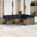 11-teiliges Gartensofa-Set mit Kissen, grau, Polyrattan