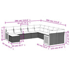 11-teiliges Gartensofa-Set mit Kissen, grau, Polyrattan