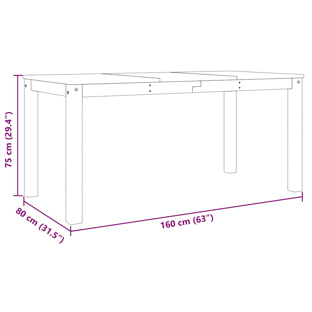 Esstisch PANAMA 160x80x75 cm Massivholz Kiefer