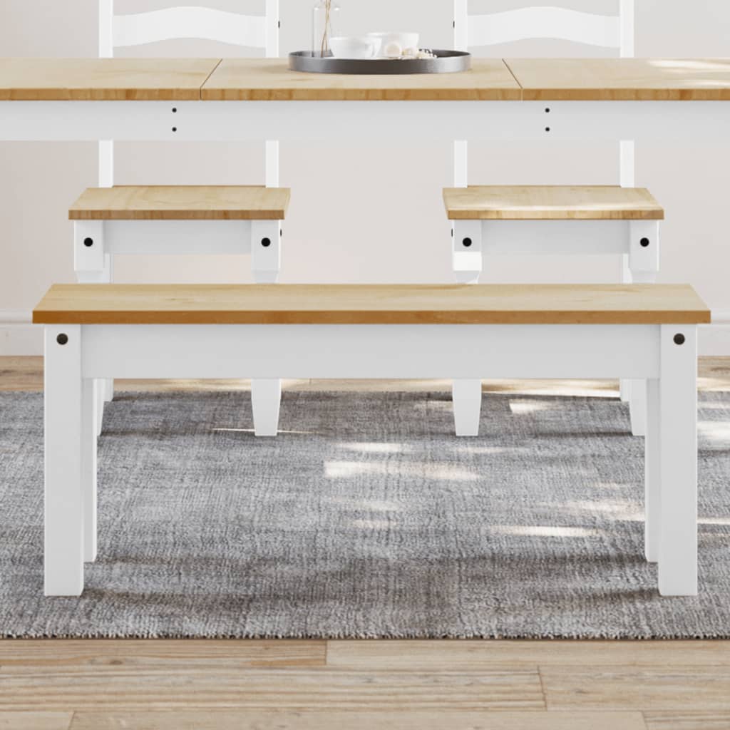 Essbank PANAMA Weiß 105x30x45 cm Massivholz Kiefer