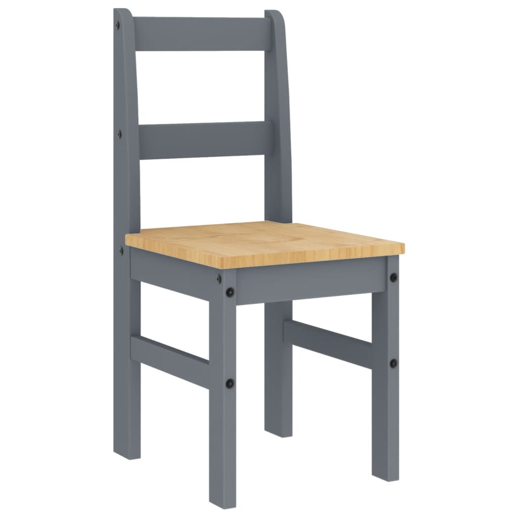 Essstühle 2 Stk. PANAMA Grau 40x46x90 cm Massivholz Kiefer