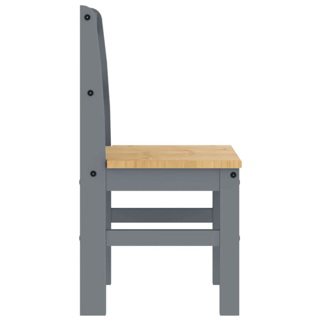 Essstühle 2 Stk. PANAMA Grau 40x46x90 cm Massivholz Kiefer