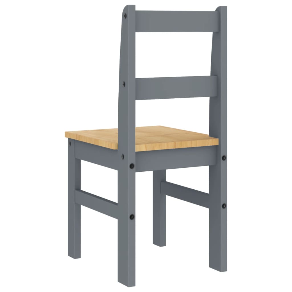 Essstühle 2 Stk. PANAMA Grau 40x46x90 cm Massivholz Kiefer