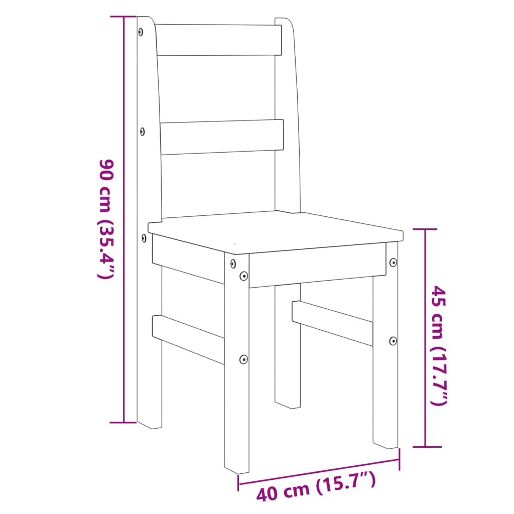 Essstühle 2 Stk. PANAMA Grau 40x46x90 cm Massivholz Kiefer