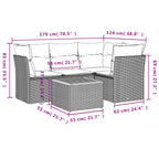 5-tlg. Garten-Sofagarnitur mit Kissen Beige Poly Rattan