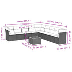 10-tlg. Garten-Sofagarnitur mit Kissen Schwarz Poly Rattan