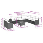 11-tlg. Garten-Sofagarnitur mit Kissen Grau Poly Rattan