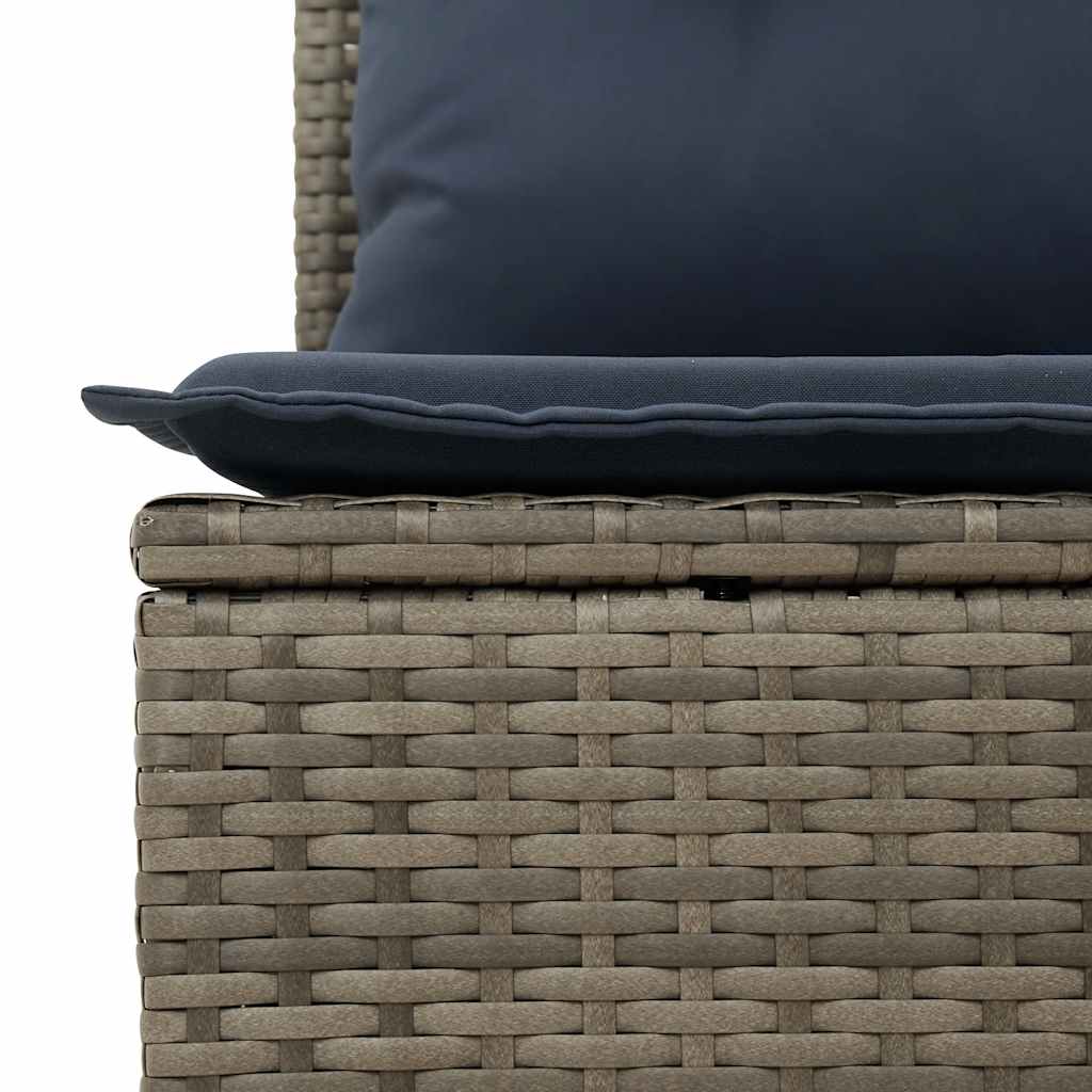 5-teiliges Gartensofa-Set mit Kissen, grau, Polyrattan