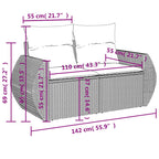 9-teiliges Gartensofa-Set mit Kissen, grau, Polyrattan