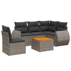 6-tlg. Garten-Sofagarnitur mit Kissen Grau Poly Rattan