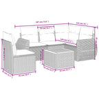 6-tlg. Garten-Sofagarnitur mit Kissen Grau Poly Rattan