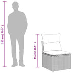 7-teiliges Gartensofa-Set mit Kissen, schwarzes Polyrattan