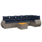 7-teiliges Gartensofa-Set mit Kissen, grau, Polyrattan