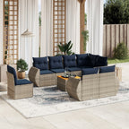 9-teiliges Gartensofa-Set mit Kissen, grau, Polyrattan