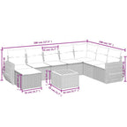 9-teiliges Gartensofa-Set mit Kissen, grau, Polyrattan