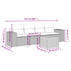 5-tlg. Garten-Sofagarnitur mit Kissen Schwarz Poly Rattan