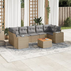 8-tlg. Garten-Sofagarnitur mit Kissen Beige Poly Rattan