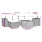 7-tlg. Garten-Sofagarnitur mit Kissen Schwarz Poly Rattan