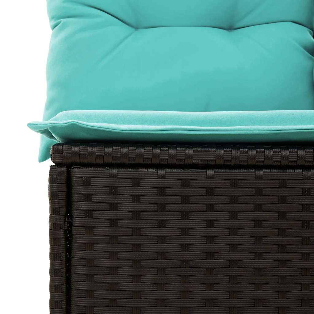10-teiliges Gartensofa-Set mit Kissen, schwarzes Polyrattan