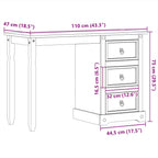 Schminktisch Corona 110x47x75 cm Massivholz Kiefer