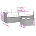 5-tlg. Garten-Sofagarnitur mit Kissen Braun Poly Rattan
