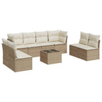9-tlg. Garten-Sofagarnitur mit Kissen Beige Poly Rattan