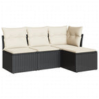 4-tlg. Garten-Sofagarnitur mit Kissen Schwarz Poly Rattan