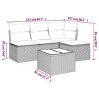 5-tlg. Garten-Sofagarnitur mit Kissen Beige Poly Rattan