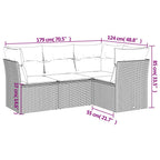 4-tlg. Garten-Sofagarnitur mit Kissen Schwarz Poly Rattan