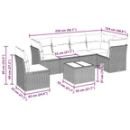 7-tlg. Garten-Sofagarnitur mit Kissen Schwarz Poly Rattan
