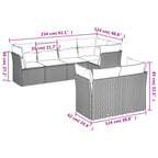 7-tlg. Garten-Sofagarnitur mit Kissen Braun Poly Rattan
