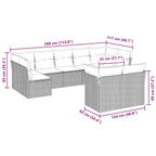 9-tlg. Garten-Sofagarnitur mit Kissen Hellgrau Poly Rattan