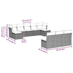 10-tlg. Garten-Sofagarnitur mit Kissen Hellgrau Poly Rattan