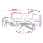 5-tlg. Garten-Lounge-Set mit Kissen Massivholz Kiefer