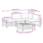 5-tlg. Garten-Lounge-Set mit Kissen Massivholz Kiefer