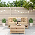 3-tlg. Garten-Lounge-Set mit Kissen Massivholz Kiefer