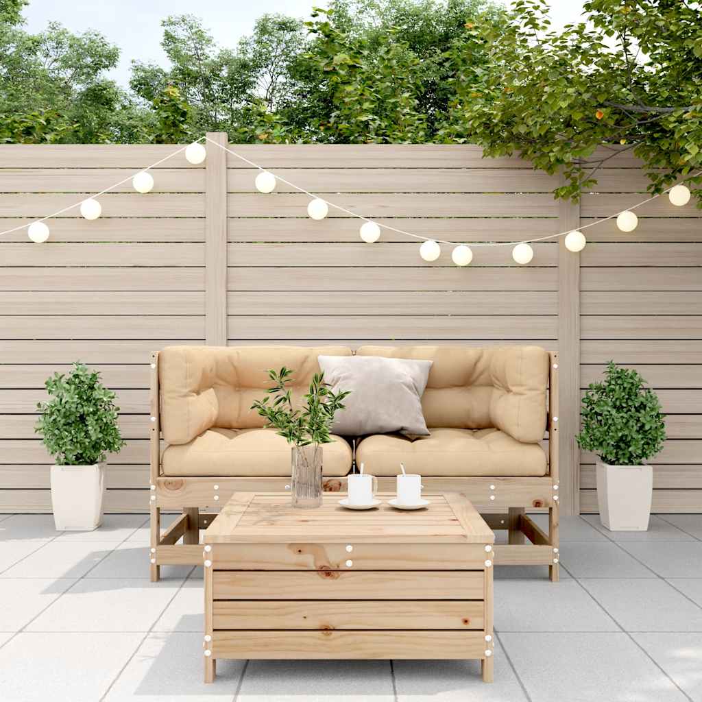 3-tlg. Garten-Lounge-Set mit Kissen Massivholz Kiefer