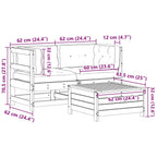 3-tlg. Garten-Lounge-Set mit Kissen Massivholz Kiefer