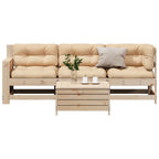 4-tlg. Garten-Lounge-Set mit Kissen Massivholz Kiefer