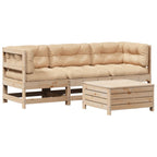 4-tlg. Garten-Lounge-Set mit Kissen Massivholz Kiefer