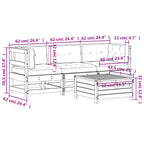 4-tlg. Garten-Lounge-Set mit Kissen Massivholz Kiefer