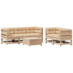 6-tlg. Garten-Lounge-Set mit Kissen Massivholz Kiefer