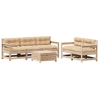 6-tlg. Garten-Lounge-Set mit Kissen Massivholz Kiefer