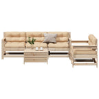 6-tlg. Garten-Lounge-Set mit Kissen Massivholz Kiefer