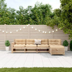 5-tlg. Garten-Lounge-Set mit Kissen Massivholz Kiefer