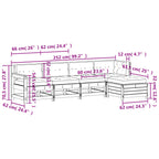 5-tlg. Garten-Lounge-Set mit Kissen Massivholz Kiefer