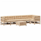 7-tlg. Garten-Lounge-Set mit Kissen Massivholz Kiefer