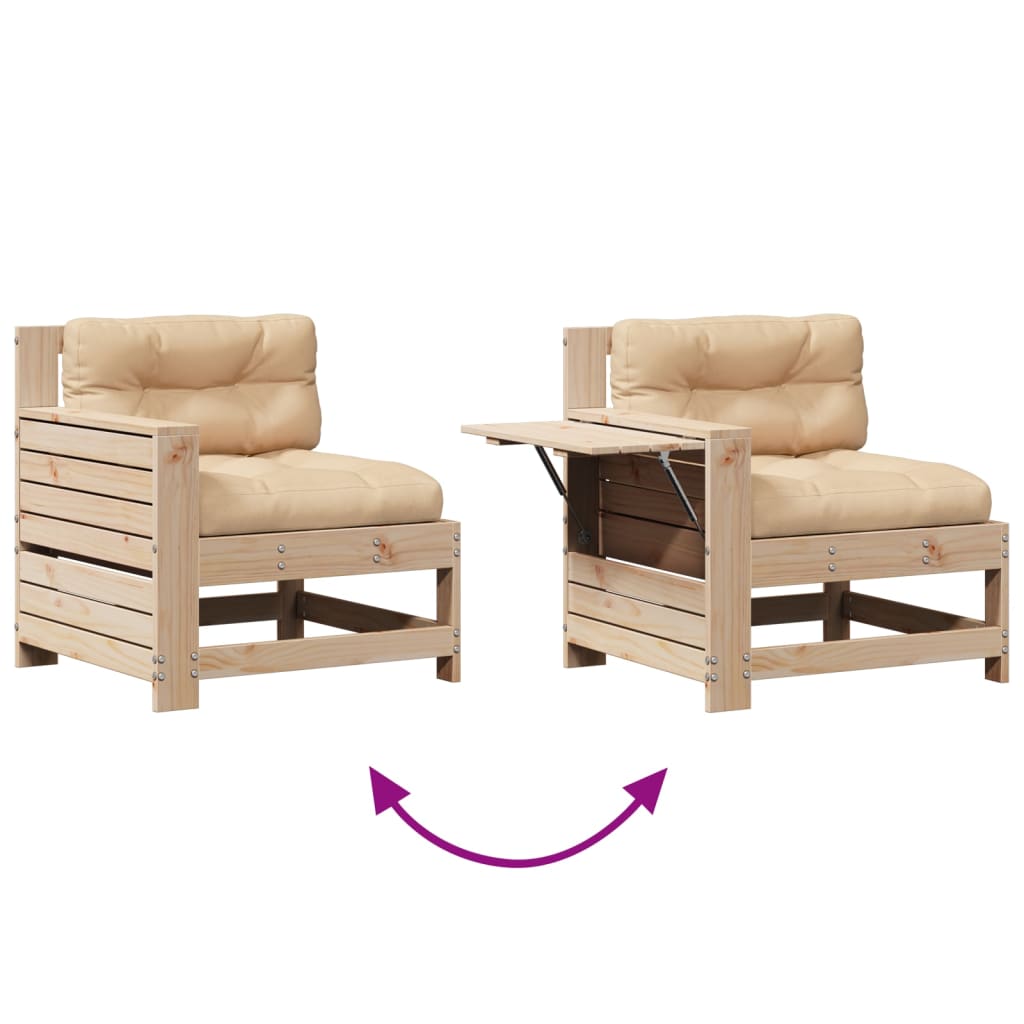 7-tlg. Garten-Lounge-Set mit Kissen Massivholz Kiefer