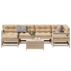 7-tlg. Garten-Lounge-Set mit Kissen Massivholz Kiefer